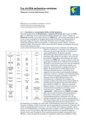 La civiltà minoico-cretese - Corsoarcheologia.org