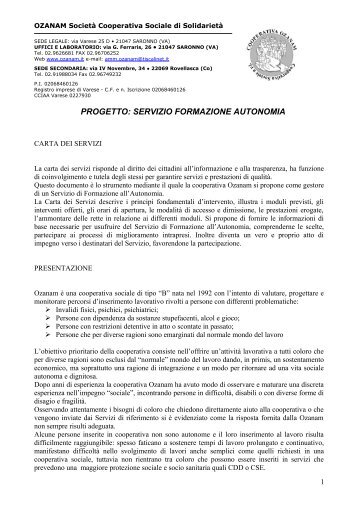 SFA Ozanam - carta dei servizi.pdf - Ambito Distrettuale di Saronno