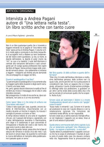 Intervista a Andrea Pagani autore di “Una lettera nella testa ... - Ipasvi