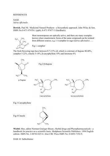 REFERENCES SAGE Salvia officinalis Dewick, Paul ... - Dweck Data