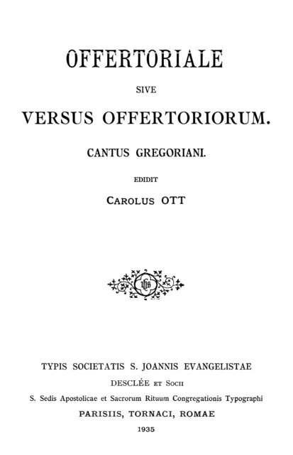 Offertoriale with Offertory Verses 1935 - MusicaSacra