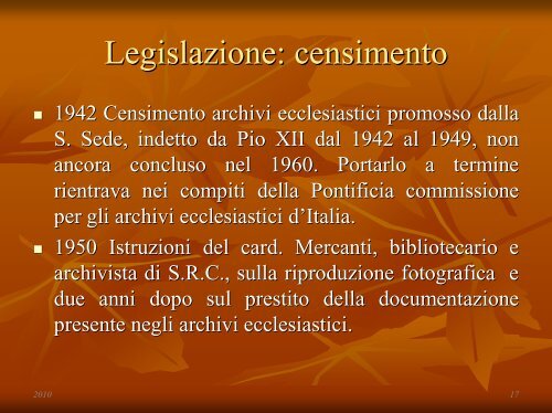 normativa sugli archivi ecclesiastici - Archivio Storico Diocesano