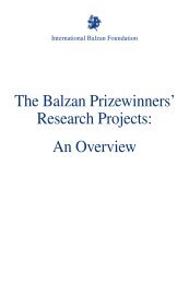 Research Projects: An Overview - Premio Balzan