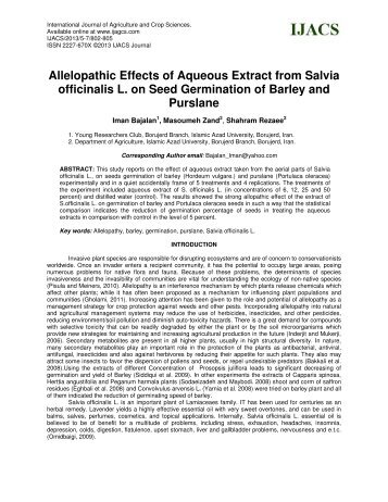 Allelopathic Effects of Aqueous Extract from Salvia officinalis L. on ...