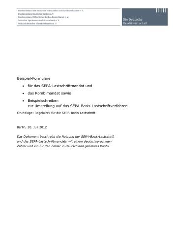 Muster SEPA Basis-Lastschriftmandat