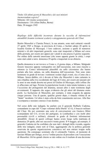 Pdf Ultimi giorni di Mussolini (agente 441)