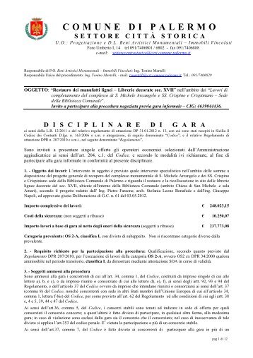 DISCIPLINARE DI GARA pdf - Comune di Palermo