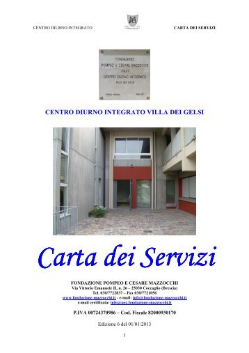 CARTA DEI SERVIZI CDI torbole - Fondazione Mazzocchi