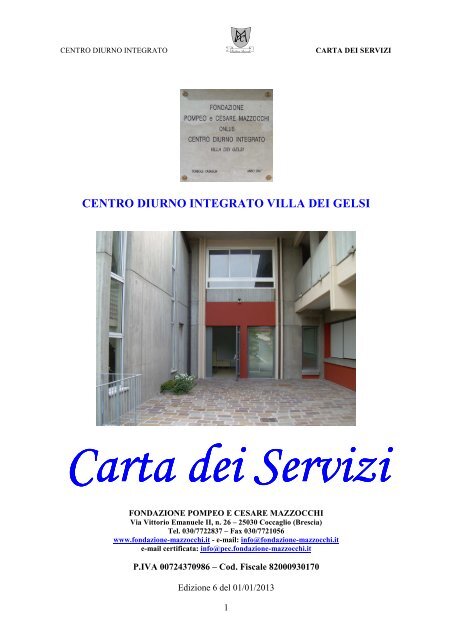 CARTA DEI SERVIZI CDI torbole - Fondazione Mazzocchi