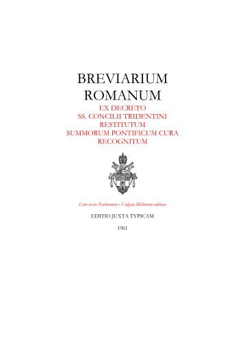 BREVIARIUM ROMANUM - Una Voce Sevilla