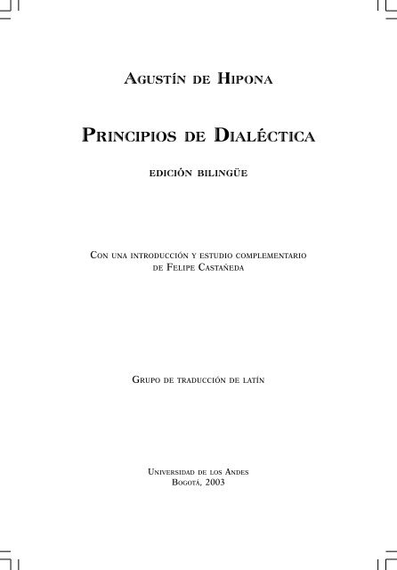 Hipona, San Agustin de - Principios de dialectica - No-IP.com