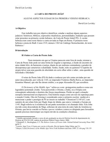 David Léo Levisky A CARTA DO PRESTE JOÃO1 ALGUNS ...