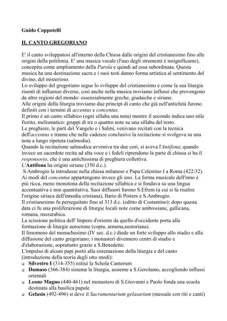 Il Canto Gregoriano Guido Coppotelli