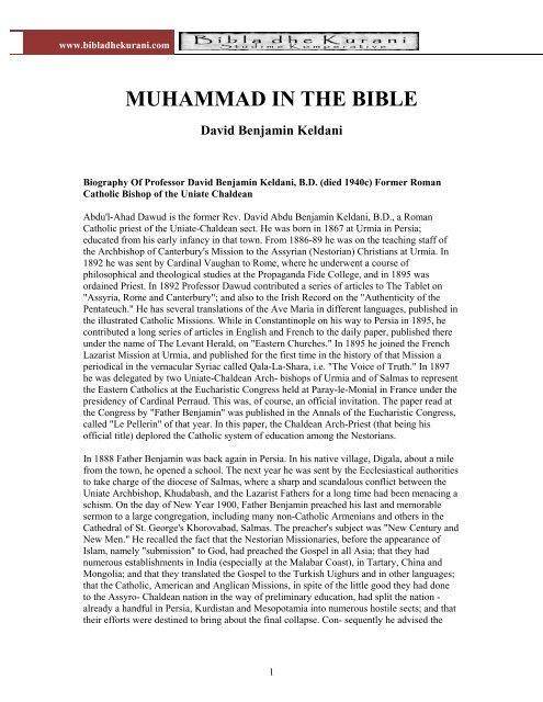 MUHAMMAD IN THE BIBLE David Benjamin ... - Bibla dhe Kur'ani