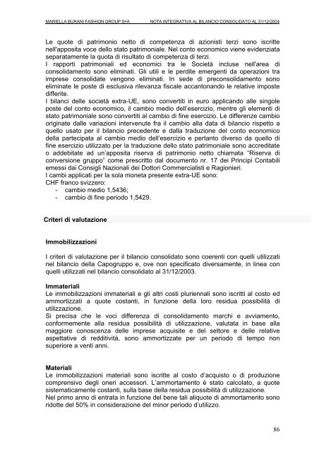 BILANCIO D'ESRCIZIO E CONSOLIDATO al 31 ... - Mariella Burani