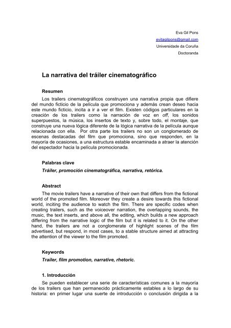 La narrativa del tráiler cinematográfico - Gabinete de Comunicación ...