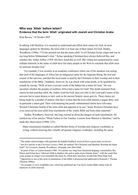 Who was 'Allah' before Islam? - Contextualization