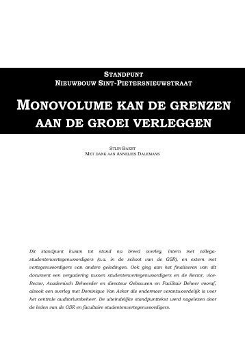 monovolume kan de grenzen aan de groei ... - Universiteit Gent