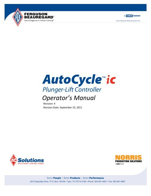 Operator's Manual – AutoCycle iC - Ferguson Beauregard