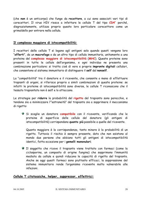 Il sistema immunitario 1 (PDF) - Il sito della QUARTA A