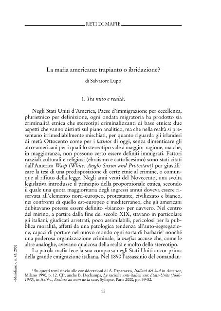 La mafia americana: trapianto o ibridazione? - Rivista Meridiana