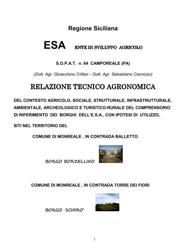 Vedi Relazione Borgo Borzellino e Borgo Schirò - Ente di Sviluppo ...