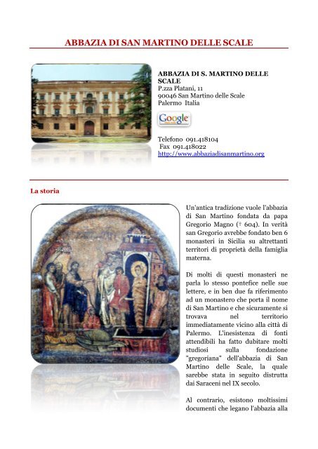 ABBAZIA DI SAN MARTINO DELLE SCALE - Prodotti monastici