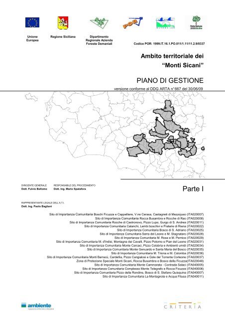 Monti Sicani - Assessorato Territorio ed Ambiente