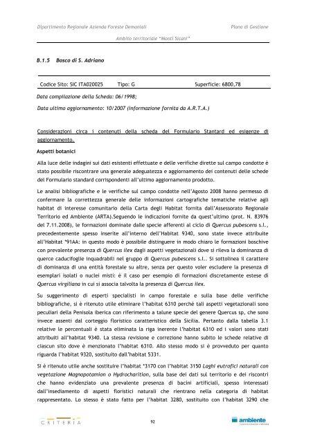 Monti Sicani - Assessorato Territorio ed Ambiente