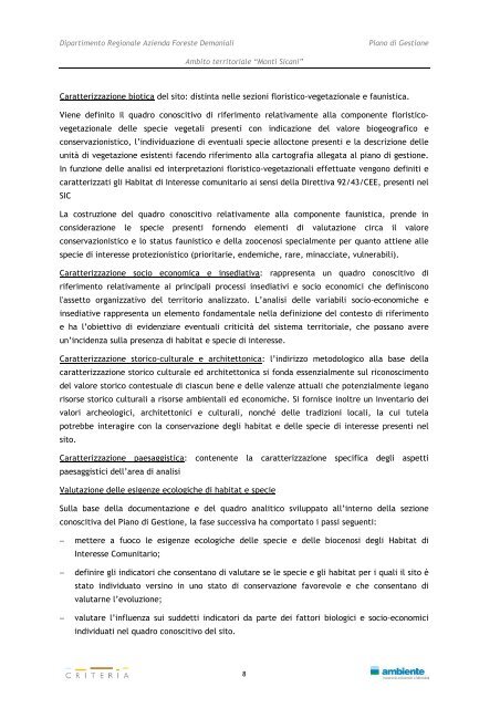 Monti Sicani - Assessorato Territorio ed Ambiente