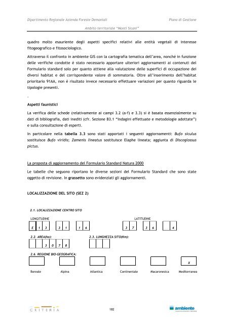 Monti Sicani - Assessorato Territorio ed Ambiente