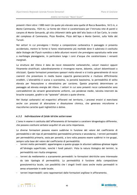 Monti Sicani - Assessorato Territorio ed Ambiente