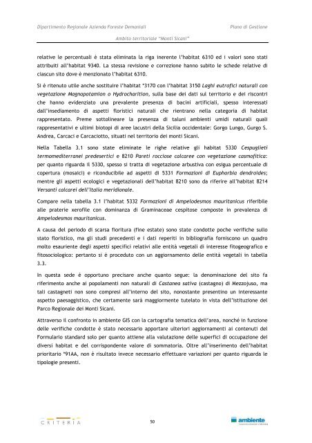 Monti Sicani - Assessorato Territorio ed Ambiente