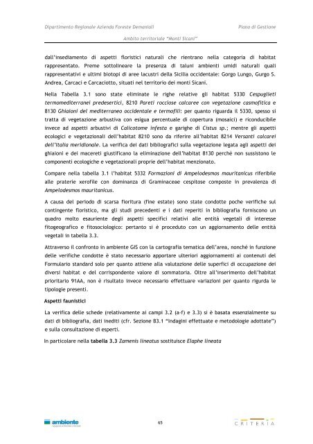 Monti Sicani - Assessorato Territorio ed Ambiente