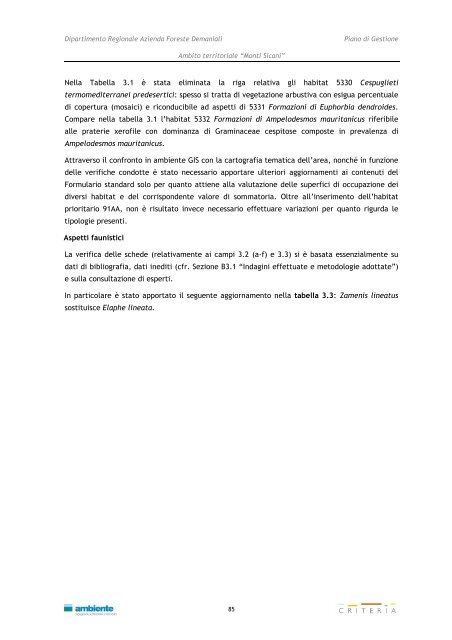 Monti Sicani - Assessorato Territorio ed Ambiente