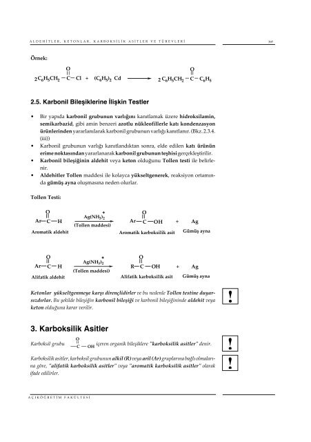 Organik Kimya III Aldehitler, Ketonlar, Karboksilik Asitler ve Türevleri
