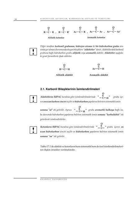 Organik Kimya III Aldehitler, Ketonlar, Karboksilik Asitler ve Türevleri