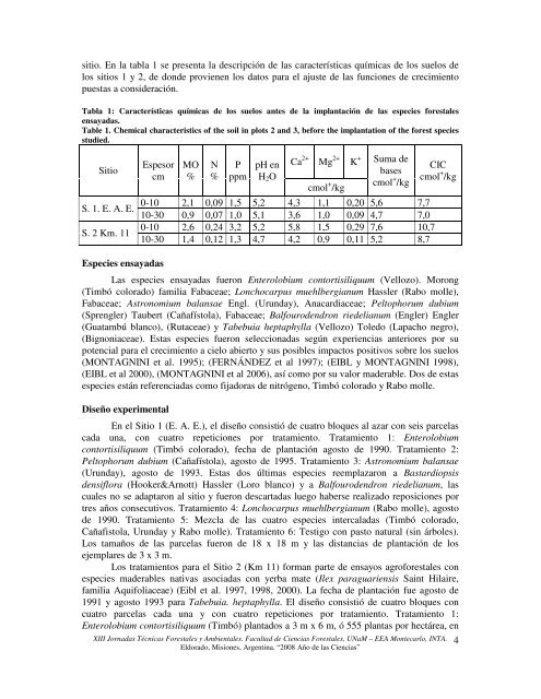 1 ADAPTABILIDAD Y CRECIMIENTO DE ESPECIES ... - INTA