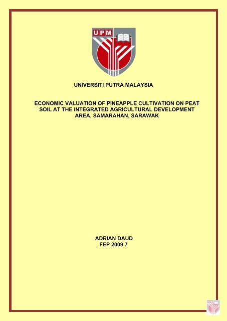 universiti putra malaysia economic valuation of pineapple cultivation ...