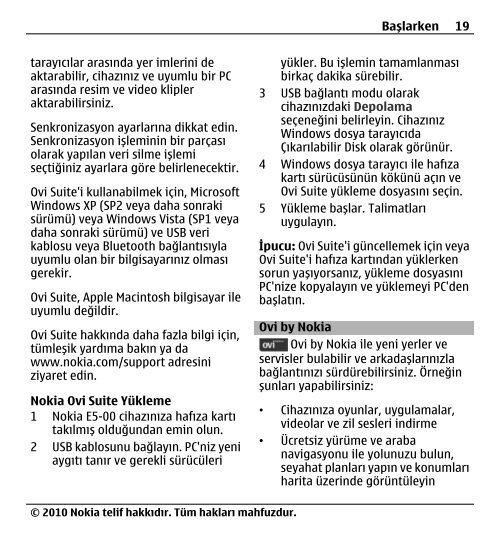 Nokia E5–00 Kullanım Kılavuzu - Turkcell