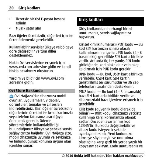 Nokia E5–00 Kullanım Kılavuzu - Turkcell