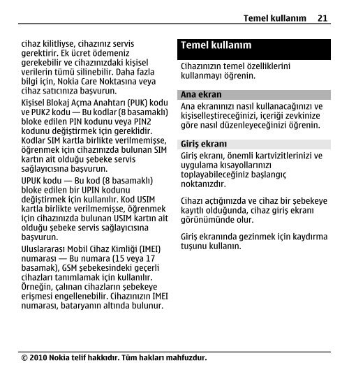 Nokia E5–00 Kullanım Kılavuzu - Turkcell