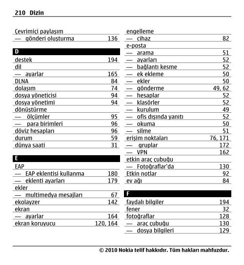 Nokia E5–00 Kullanım Kılavuzu - Turkcell