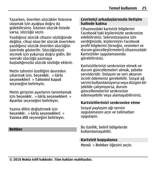 Nokia E5–00 Kullanım Kılavuzu - Turkcell