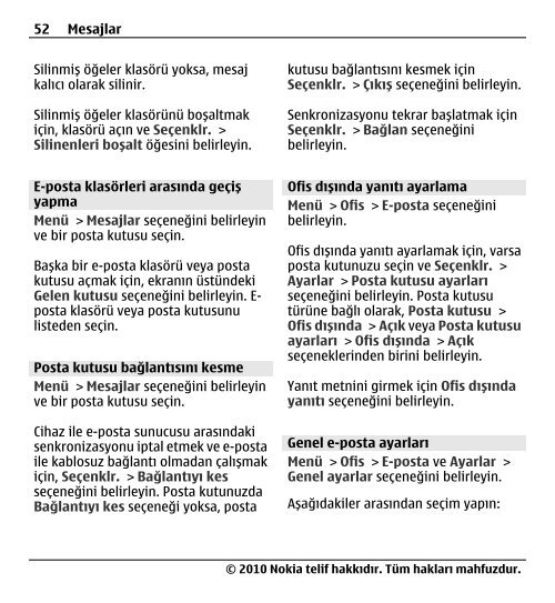 Nokia E5–00 Kullanım Kılavuzu - Turkcell