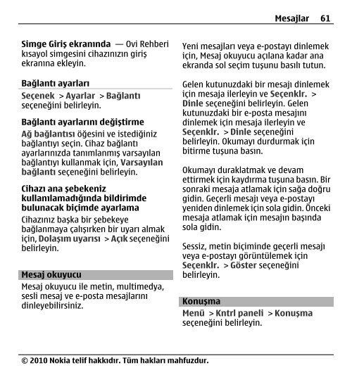 Nokia E5–00 Kullanım Kılavuzu - Turkcell