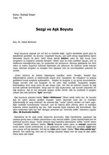 41- Sezgi ve Aşk Boyutu - Haluk Berkmen