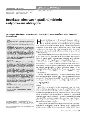 Rezektabl olmayan hepatik tümörlerin radyofrekans ablasyonu