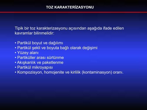 TOZ KARAKTERİZASYONU