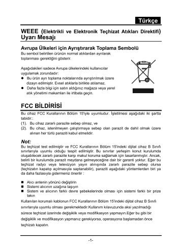 Türkçe Uyarı Mesajı FCC BİLDİRİSİ